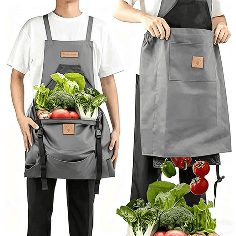 Darrahopens Tools > Other Tools > Hand Tools Oxford Cloth Waterproof Gardening Apron, Large Capacity Kangaroo Pocket, Cross Back Straps Comfortable, Great Helper for Picking and Weeding(grey)