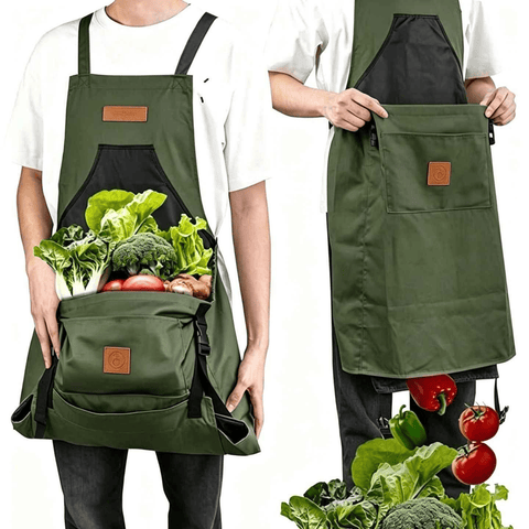 Darrahopens Tools > Other Tools > Hand Tools Oxford Cloth Waterproof Gardening Apron, Large Capacity Kangaroo Pocket, Cross Back Straps Comfortable, Great Helper for Picking and Weeding(pitch green)