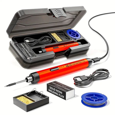 Darrahopens Tools > Other Tools > Hand Tools Red Portable Cordless Soldering Iron Kit 5V 8W USB Rechargeable - 3 Temperature Settings, Fast Heating Mini Soldering Tool for Circuit Boards, Electronics Repair, Wiring and DIY Projects In Australia - Darrahopens
