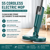 Darrahopens Tools > Other Tools > Hand Tools S5 Green  Cordless Electric Spin Mop with Spray Function USB Rechargeable Floor Cleaner - Dual Rotating Mop Heads, Wet and Dry Cleaning, Lightweight Home Cleaning Solution for Hard Floors