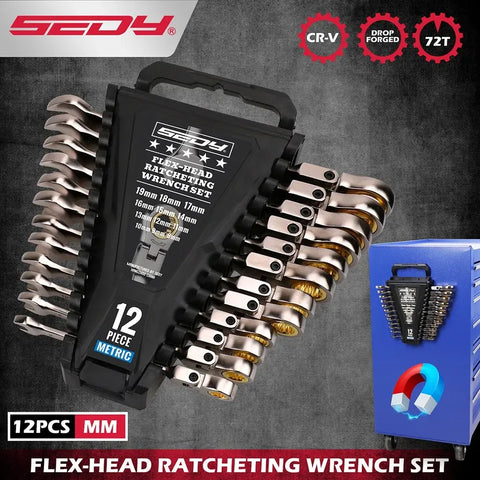 Darrahopens Tools > Other Tools > Hand Tools SEDY 12Pc Metric Flexible Ratchet Spanner Combination Spanner Magnetic Organizer In Australia - Darrahopens