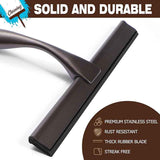 Silver Stainless Steel Glass Squeegee for Car Windshield & Countertop - 10 inch Hydrophobic Window Cleaner and Squeegee Blade with Adhesive Holder Hook & 4 Replacement Silicone Blades