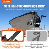 Darrahopens Tools > Other Tools > Hand Tools VEVOR Hand Winch, 725.7 kg Pulling Capacity, Boat Trailer Winch Heavy Duty Rope Crank with 10 m Polyester Strap and Two-Way Ratchet, Manual Operated Hand Crank Winch for Trailer, Boat or ATV Towing