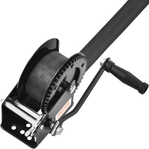 Darrahopens Tools > Other Tools > Hand Tools VEVOR Hand Winch, 725.7 kg Pulling Capacity, Boat Trailer Winch Heavy Duty Rope Crank with 10 m Polyester Strap and Two-Way Ratchet, Manual Operated Hand Crank Winch for Trailer, Boat or ATV Towing