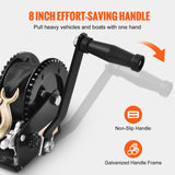 Darrahopens Tools > Other Tools > Hand Tools VEVOR Hand Winch, 907.1 kg Pulling Capacity, Boat Trailer Winch Heavy Duty Rope Crank with 7 m Polyester Strap and Two-Way Ratchet, Manual Operated Hand Crank Winch for Trailer, Boat or ATV Towing