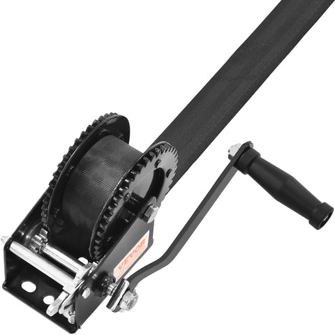 Darrahopens Tools > Other Tools > Hand Tools VEVOR Hand Winch, 907.1 kg Pulling Capacity, Boat Trailer Winch Heavy Duty Rope Crank with 7 m Polyester Strap and Two-Way Ratchet, Manual Operated Hand Crank Winch for Trailer, Boat or ATV Towing
