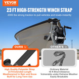 Darrahopens Tools > Other Tools > Hand Tools VEVOR Hand Winch, 907.1 kg Pulling Capacity, Boat Trailer Winch Heavy Duty Rope Crank with 7 m Polyester Strap and Two-Way Ratchet, Manual Operated Hand Crank Winch for Trailer, Boat or ATV Towing