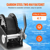 Darrahopens Tools > Other Tools > Hand Tools VEVOR Hand Winch, 907.1 kg Pulling Capacity, Boat Trailer Winch Heavy Duty Rope Crank with 7 m Polyester Strap and Two-Way Ratchet, Manual Operated Hand Crank Winch for Trailer, Boat or ATV Towing