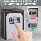 Darrahopens Tools > Other Tools > Hand Tools Wall-mounted Key Lock Box, Outdoor 4-Digit Weatherproof Lock Box, Large Capacity Lock Box for 5 Keys, Key Safe Storage Box, Indoor & Outdoor Garage Resettable Combination Lock (Gray)