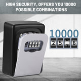 Darrahopens Tools > Other Tools > Hand Tools Wall-mounted Key Lock Box, Outdoor 4-Digit Weatherproof Lock Box, Large Capacity Lock Box for 5 Keys, Key Safe Storage Box, Indoor & Outdoor Garage Resettable Combination Lock (Gray)