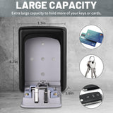 Darrahopens Tools > Other Tools > Hand Tools Wall-mounted Key Lock Box, Outdoor 4-Digit Weatherproof Lock Box, Large Capacity Lock Box for 5 Keys, Key Safe Storage Box, Indoor & Outdoor Garage Resettable Combination Lock (Gray)