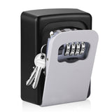 Darrahopens Tools > Other Tools > Hand Tools Wall-mounted Key Lock Box, Outdoor 4-Digit Weatherproof Lock Box, Large Capacity Lock Box for 5 Keys, Key Safe Storage Box, Indoor & Outdoor Garage Resettable Combination Lock (Gray)