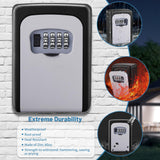 Darrahopens Tools > Other Tools > Hand Tools Wall-mounted Key Lock Box, Outdoor 4-Digit Weatherproof Lock Box, Large Capacity Lock Box for 5 Keys, Key Safe Storage Box, Indoor & Outdoor Garage Resettable Combination Lock (Gray)
