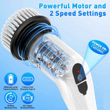 Darrahopens Tools > Other Tools > Hand Tools White 9 piece replaceable cleaning brush heads Electric Spin Scrubber with Extendable Handle - Cordless Rechargeable Cleaning Brush for Kitchen, Bathroom and Floors - IPX6 Waterproof, 2-Speed Motor, Long Battery Life