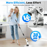 Darrahopens Tools > Other Tools > Hand Tools White 9 piece replaceable cleaning brush heads Electric Spin Scrubber with Extendable Handle - Cordless Rechargeable Cleaning Brush for Kitchen, Bathroom and Floors - IPX6 Waterproof, 2-Speed Motor, Long Battery Life