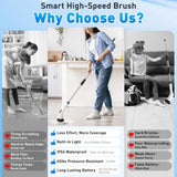Darrahopens Tools > Other Tools > Hand Tools White 9 piece replaceable cleaning brush heads Electric Spin Scrubber with Extendable Handle - Cordless Rechargeable Cleaning Brush for Kitchen, Bathroom and Floors - IPX6 Waterproof, 2-Speed Motor, Long Battery Life