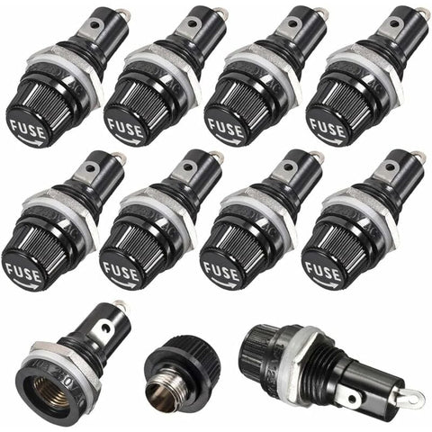 Darrahopens Tools > Other Tools > Power & Electrical Supplies 10 pcs 5 X 20Mm Fuse Holder Ac 10A 250V Black Screw Cap Fuse Holder, Panel Mount Screw Cap Fuse Holder