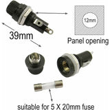 Darrahopens Tools > Other Tools > Power & Electrical Supplies 10 pcs 5 X 20Mm Fuse Holder Ac 10A 250V Black Screw Cap Fuse Holder, Panel Mount Screw Cap Fuse Holder