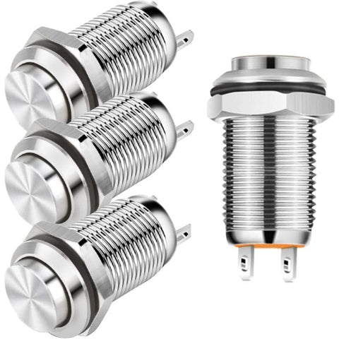 Darrahopens Tools > Other Tools > Power & Electrical Supplies 4 pcs 12Mm 3A 12V/24V/125V/250V Ac Self-Locking Waterproof Push Button Switch Nickel Plated Copper On Off Push Button