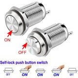 Darrahopens Tools > Other Tools > Power & Electrical Supplies 4 pcs 12Mm 3A 12V/24V/125V/250V Ac Self-Locking Waterproof Push Button Switch Nickel Plated Copper On Off Push Button