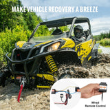Darrahopens Tools > Other Tools > Power & Electrical Supplies VEVOR Electric Winch, 1361 kg Line Pull Capacity, 12V DC ATV/UTV Winch with Φ0.5 x 1188.7 cm 7 Strands Steel Cable Roller Fairlead Wired Remote Control, IP55 Waterproof for Towing UTV ATV Off-Road