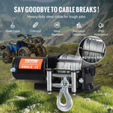Darrahopens Tools > Other Tools > Power & Electrical Supplies VEVOR Electric Winch, 1361 kg Line Pull Capacity, 12V DC ATV/UTV Winch with Φ0.5 x 1188.7 cm 7 Strands Steel Cable Roller Fairlead Wired Remote Control, IP55 Waterproof for Towing UTV ATV Off-Road