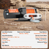 Darrahopens Tools > Other Tools > Power & Electrical Supplies VEVOR Electric Winch, 1588 kg Line Pull Capacity, 12V DC ATV Winch with Φ0.5 x 1188.7 cm 12 Strands Synthetic Rope Aluminum Fairlead Wired Remote Control, IP55 Waterproof for Towing ATV Boat