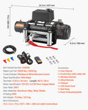 Darrahopens Tools > Other Tools > Power & Electrical Supplies VEVOR Electric Winch, 5400 kg Load Capacity, 12V DC Truck Winch with Φ9.1 mm x 26 m Steel Rope, Wireless & Wired Remote Control, Suitable for Towing SUV Jeep Trailer Boat Off-Road Vehicle
