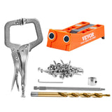 Darrahopens Tools > Other Tools > Power & Electrical Supplies VEVOR Pocket Hole Jig, 56 Pcs Mini Jig Pocket Hole System with C-clamp, Step Drill, Wrench, Drill Stop Ring, Square Drive Bit, and Screws, for DIY Carpentry Projects