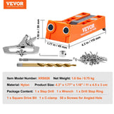 Darrahopens Tools > Other Tools > Power & Electrical Supplies VEVOR Pocket Hole Jig, 56 Pcs Mini Jig Pocket Hole System with C-clamp, Step Drill, Wrench, Drill Stop Ring, Square Drive Bit, and Screws, for DIY Carpentry Projects