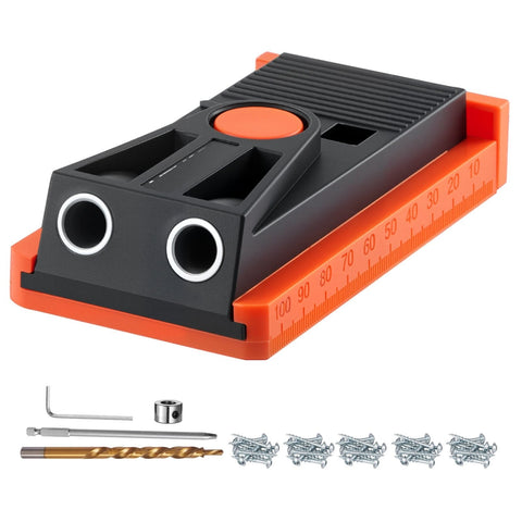 Darrahopens Tools > Other Tools > Power & Electrical Supplies VEVOR Pocket Hole Jig Kit, 12.7 to 38.1 mm Adjustable, Mini Jig Pocket Hole System with Step Drill, Hex Wrench, Drill Stop Ring, Square Drive Bit, and Screws, Reinforced Nylon Frame, for Woodworking