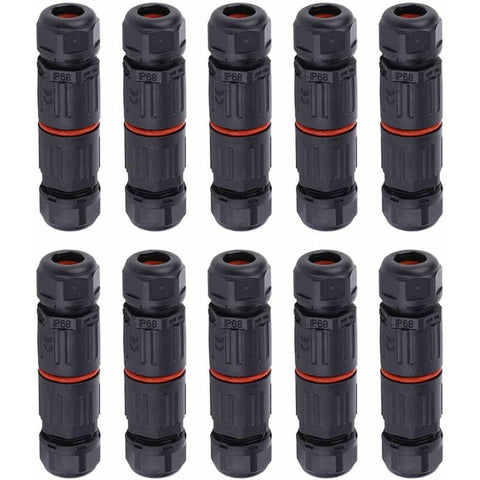 Darrahopens Tools > Other Tools > Power & Electrical Supplies Whpps 10 pcs Ip68 Waterproof Straight Connector Junction Box Electrical Wire Cable 3 Pin Outdoor Connector Plug Socket