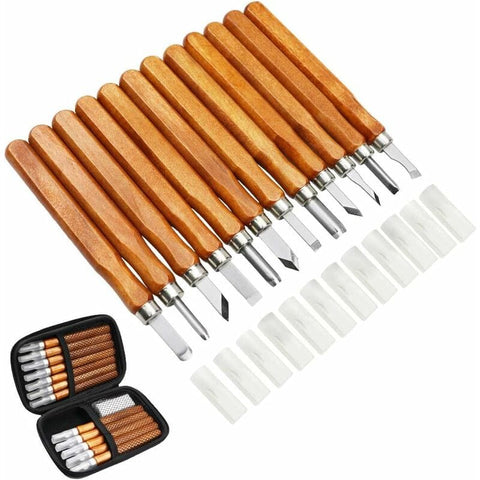 Darrahopens Tools > Other Tools > Putty Knives, Scrapers & Chisels 12 pcs Wood Carving Tool Kit - Professional Carving Chisels Knife Handle Carving Sculptures Expert Carpenter Beginners