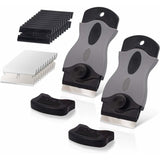 Darrahopens Tools > Other Tools > Putty Knives, Scrapers & Chisels 2 pcs Ceramic Hob Scraper With 10 Plastic Scrapers + 10 Metal Blades, Ceramic Hob Scraper For Removing Labels, Black