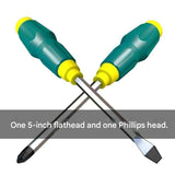 Darrahopens Tools > Other Tools > Screwdrivers 2-piece Green One 5-inch Phillips screwdriver and one 5-inch flathead screwdriver  Impact-Resistant Magnetic Screwdriver with Through-Tang Shaft — Chrome Vanadium Steel Bit, Ergonomic Non-Slip Handle — Ideal for Automotive Repair, Machinery Maintenance, F