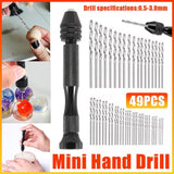 Darrahopens Tools > Other Tools > Screwdrivers 49pcs Mini Hand Drill Vise Hand Bits Twist Woodworking Set Precision Pin Tool