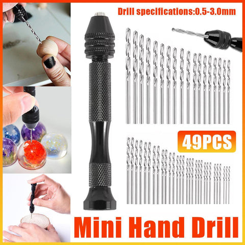 Darrahopens Tools > Other Tools > Screwdrivers 49pcs Mini Hand Drill Vise Hand Bits Twist Woodworking Set Precision Pin Tool