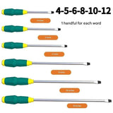 Darrahopens Tools > Other Tools > Screwdrivers 6-piece Green flathead screwdriver Impact-Resistant Magnetic Screwdriver with Through-Tang Shaft — Chrome Vanadium Steel Bit, Ergonomic Non-Slip Handle — Ideal for Automotive Repair, Machinery Maintenance, Furniture Assembly, and Home DIY Projects