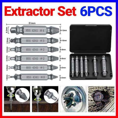 Darrahopens Tools > Other Tools > Screwdrivers 6Pcs Damaged Screw Extractor Set Easy Out Broken Drill Bit Remover Kit Speed Out