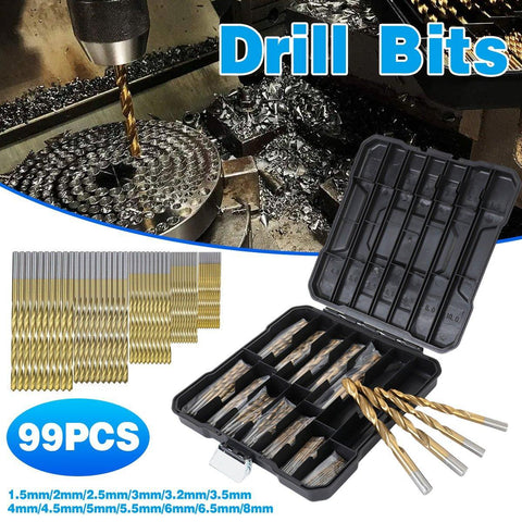 Darrahopens Tools > Other Tools > Screwdrivers 99X HSS Titanium Drill Bit Tool Set 1.5-8mm Twist Drill For Wood Metal Grooving