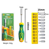 Darrahopens Tools > Other Tools > Screwdrivers Green and Yellow 11-Piece Magnetic Screwdriver Bit Set - Chrome Vanadium Steel Bits, Ergonomic Handle, 7mm Hex Shank - Multi-Purpose DIY Tool Kit for Home, Auto Repair, Electronics