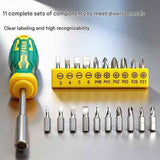 Darrahopens Tools > Other Tools > Screwdrivers Green and Yellow 11-Piece Magnetic Screwdriver Bit Set - Chrome Vanadium Steel Bits, Ergonomic Handle, 7mm Hex Shank - Multi-Purpose DIY Tool Kit for Home, Auto Repair, Electronics