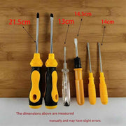 Darrahopens Tools > Other Tools > Screwdrivers Yellow 6-Piece Household Screwdriver Set – Carbon Steel Tips, Plastic Shafts, Includes Voltage Tester – Durable & Ergonomic DIY Repair Kit for Home Use