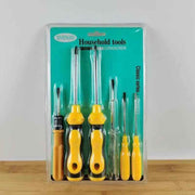 Darrahopens Tools > Other Tools > Screwdrivers Yellow 6-Piece Household Screwdriver Set – Carbon Steel Tips, Plastic Shafts, Includes Voltage Tester – Durable & Ergonomic DIY Repair Kit for Home Use