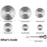 Darrahopens Tools > Other Tools > Tool Blades 6 pcs Hss Saw Blades Set With 1Pc 1/8" Shank Extension ROd, Cutting Wheel Set For ROtary Tools