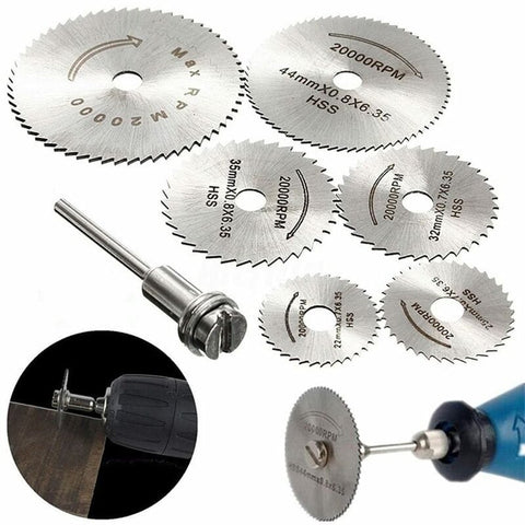 Darrahopens Tools > Other Tools > Tool Blades 6 pcs Hss Saw Blades Set With 1Pc 1/8" Shank Extension ROd, Cutting Wheel Set For ROtary Tools