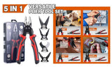 Black and Red 5 in 1 Interchangeable Plier Tool Set - High Carbon Steel - Wire Stripper, Crimper, Cutter, Linesman Pliers, Shear - Multi-Purpose for Electricians, DIY, Home Repair, Compact & Durable