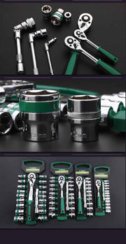 Darrahopens Tools > Other Tools > Tool Sockets Green 12-Piece 3/8-Inch Drive 24-Tooth Ratchet & Socket Set — High-Carbon Steel, Mirror-Polished Socket Wrench Tool Kit — Automotive Repair Tool Set with Quick-Release Ratchet — Ideal for Car Maintenance, Mechanical Repairs, and DIY Projects