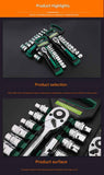 Darrahopens Tools > Other Tools > Tool Sockets Green 14-Piece 1/4-Inch Drive 24-Tooth Ratchet & Socket Set — High-Carbon Steel, Mirror-Polished Socket Wrench Tool Kit — Automotive Repair Tool Set with Quick-Release Ratchet — Ideal for Car Maintenance, Mechanical Repairs, and DIY Projects