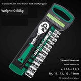 Darrahopens Tools > Other Tools > Tool Sockets Green 14-Piece 1/4-Inch Drive 24-Tooth Ratchet & Socket Set — High-Carbon Steel, Mirror-Polished Socket Wrench Tool Kit — Automotive Repair Tool Set with Quick-Release Ratchet — Ideal for Car Maintenance, Mechanical Repairs, and DIY Projects